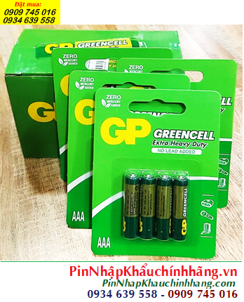 COMBO 01hộp 10vỉ=40viên (Loại vỉ 4viên) Pin AAA 1.5v GP GreenCell 24G-2U4 _Giá 239.000đ/Hộp